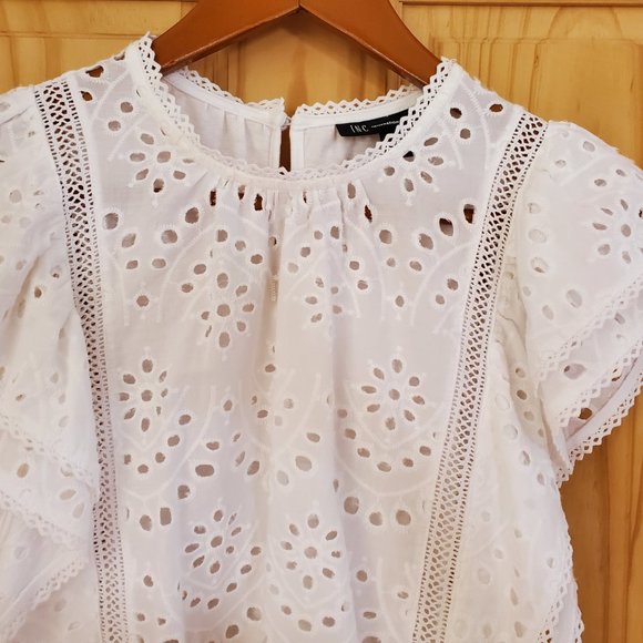 INC International Concepts Bubble-Hem Eyelet Top - Picture 3 of 10